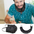 Miniatyrbillede 2 af 5: Skægdække Bandana til mænd, sort skægdække, skægdække, olie- og pletafvisende skægdække (6 stk)