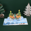 Miniatyrbillede 2 af 4: 3d julekort, pop-up julekort, foldet tredimensionelt lykønskningskort (dobbelt julehjort)