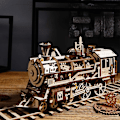 Miniatyrbild 2 av 4: 3D-träpussel - Självgående mekanisk modell - DIY-byggsatser - Hjärngymnastikspel (lok)