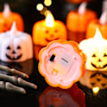 Miniatyrbillede 5 af 6: 2 stk. græskarlygte med LED-lys, Halloween elektronisk græskarlygte