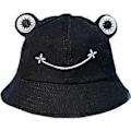 Miniatyrbild 1 av 5: Fiskarhatt för damer med groda, unisex bucket-hatt, hopfällbar för utomhusbruk under sommaren, för camping, vandring, fiske, svart
