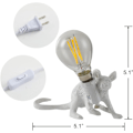 Miniatyrbillede 4 af 5: Museformet bordlampe, kreativ harpikslampe til sengebordet, gavedekoration, soveværelse, arbejdsværelse, boligindretning, hvid (liggende)