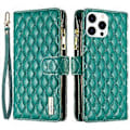Miniatyrbild 1 av 5: BINFEN COLOR BF Style-15 Fodral till iPhone 16 Pro Max Rombmönstrat Läder Telefonskal Green