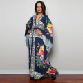 Miniatyrbillede 2 af 5: Dame Print Maxi Kjole Flagærme Strandkjole Plus Size Sommerkjole Badetøj Kaftan Cover-ups Dn0518