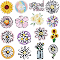 Miniatyrbillede 1 af 5: 16 stk. termoklæbende broderimærker med hundrede blomster, badges