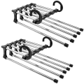 Miniatyrbild 2 av 5: 5-lagers rostfritt stål halkfri utrymmesbesparande kläder elastisk galge（svart）