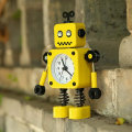 Miniatyrbilde 4 av 5: Gul robot vekkerklokke, rustfritt stål stille vekkerklokke med