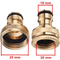 Miniatyrbillede 4 af 5: Messing 3/4'' og 1/2'' BSP 2i1 Slangekobling Gevindhane Tap Conn