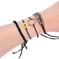 Miniatyrbilde 1 av 2: 4 stk. sommer surfer wave ankelarmbånd for kvinner justerbar strand flettet tau armbånd solsikke vennskap armbånd hav strand smykker
