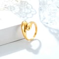 Pikkukuva 3 / 6: 14K kultaa tai valkokullattua avoin säädettävä paksu sormus minimalistinen lahja naisille 16,4 mm halk.