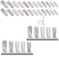 Miniatyrbilde 4 av 5: 24 stk Glitter Press On Nails Grå Glossy Coffin Lange Falske Negler