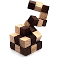 Miniatyrbillede 2 af 3: 1 stk. Slangepuslespil Cube Classic Game (6*6*6cm) og 1 stk. Bronze Vinfad (6*6cm), Magic Game med træterningdesign