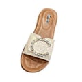 Miniatyrbild 3 av 5: Damtofflor Slip-on Sandaler Mjuka Strand Bekväma Öppen Tå Fest Fina Halkfria Sulor Mode Slides Dam Platt Sandaler (Vit Längd 23.5cm) White Length 23.5cm
