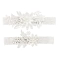 Miniatyrbilde 1 av 5: Bryllupsstrømper for brud Daisy Lace Brudestrømpe Håndsydd Faux Perler Strømpe Sett 2 Stykker, Hvit, En Størrelse