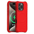 Pikkukuva 1 / 5: iPhone 16 Pro Max Magneettinen Suojakuori Aaltoileva Pintakuvio PC+Nestemäinen Silikoni Puhelinkuori Mikrokuituvuori Red