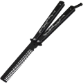 Miniatyrbillede 2 af 5: Butterfly Kam Rustfrit Stål Foldekam Balisong Metal Værktøjskam, Sort