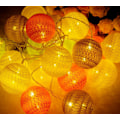 Miniatyrbillede 5 af 5: Vingrød, 1,5M Bomuldsbold Lyskæde, 10 LED Lys Soveværelse Li