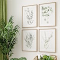 Miniatyrbild 3 av 5: Botanisk Boho Badrumsdekor Väggkonst Tryck, Ramlös Salviagrön