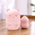 Miniatyrbild 3 av 5: 2 st skönhetssvampar smink svamp marshmallow svamp för foundation silikon resefodral hållare tvättbar återanvändbar