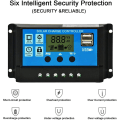 Miniatyrbillede 5 af 5: Solpanel-controller 12v/24v Pwm Auto Parameter Justerbar LCD-skærm Solpanel Batteriregulator Med Dobbelt USB-port 10A