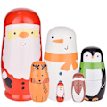 Miniatyrbild 1 av 5: 5 st Nesting Dolls Handgjorda Ryska Trä Matryoshka Dockor Söta Seriefigur Mönster Nesting Dockor Leksak Stapeldockor Set