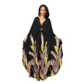 Miniatyrbild 1 av 5: Kvinnors tryckta maxiklänning fladdermusärm strandklänning plus size solklänning strandkläder kaftan cover-ups Dn0532