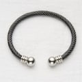 Miniatyrbillede 3 af 4: Justerbar rustfrit stål snoet kabel manchet armbånd til