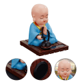 Miniatyrbild 3 av 5: Solcells-driven dansande buddhistisk munk gungande animerad bobble dansare leksak, bilinstrumentpanel buddhistisk munk figurin prydnad (blå)