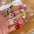 Pikkukuva 5 / 5: Retrohelmillinen kaulakoru/rannekoru naisille, jossa on värikkäitä omenoita ja tähti-amuletti, perhosrusetti-riipuskoru Bracelet