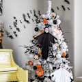 Miniatyrbillede 4 af 5: 2 stk. Halloween hængende spøgelsespynt, 14,5\" sort og hvid H