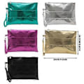 Miniatyrbillede 3 af 5: Trendy Kuvert Stil Clutch Taske Sofistikeret Metallisk PU Læder Håndholdt Håndledstaske til Modebevidste Kvinder Sort Black