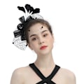 Miniatyrbilde 5 av 5: Sløyfe Fascinator Hat Slør Mesh Hodebånd for Kvinner (Svart)