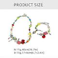 Pikkukuva 3 / 5: Retrohelmillinen kaulakoru/rannekoru naisille, jossa on värikkäitä omenoita ja tähti-amuletti, perhosrusetti-riipuskoru Bracelet