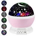 Miniatyrbilde 1 av 3: Led Stjernehimmel Projektor, Babylys, 2 i 1 Projektorlampe med USB-kabel, 8 farger 360 roterbar bordlampe