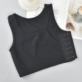 Miniatyrbild 1 av 5: Kvinnors bröstbinder Tomboy lesbisk korsett Trans väst sommar sida spänne kort tank top underkläder shaper bustier bröstbinder（L）