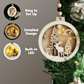 Miniatyrbild 4 av 5: 4 st LED-julgransprydnader i trä, hängande renprydnader