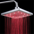 Miniatyrbilde 3 av 6: LED-dusjhode, 8 tommers firkantet temperaturkontroll, 3 fargeendringer ABS kromfinish, 12 stk LED-dusjhode for bad