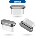 Pikkukuva 4 / 5: 4 kappaletta (harmaa) Usb C -pölypistokkeet Type-C pölysuoja yhteensopiva