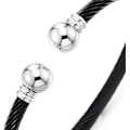 Miniatyrbillede 2 af 4: Justerbar rustfrit stål snoet kabel manchet armbånd til
