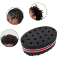 Miniatyrbilde 3 av 5: Hårsvampbørste, store hull (14 mm hull) Afro Curl Sponge, dobbeltsidig oval magisk twist spoler bølge hårsvamp for hjemmet