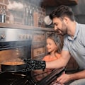Miniatyrbild 2 av 5: Ugnshandskar och grytlappar Värmebeständiga bomullsugnshandskar Långärmade ugnshandskar för grillning, matlagning, bakning, mikrovågsugn 3 st (svart)