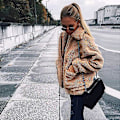 Miniatyrbillede 2 af 5: Kvinder Lapel Langærmet Faux Jakke Vinter Sexet Parka Mode Jakke（M Khaki）