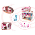 Pikkukuva 2 / 11: MDF-dockhus i trä + möbler 70 cm rosa LED
