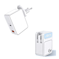 Miniatyrbillede 4 af 4: 45W Laddare med Reseadapter US/EU - USB-C - PD - Snabbladdare White