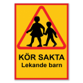 Miniatyrbillede 2 af 3: Parkeringsskilt / Advarselsskilt Parkering / Trafikskilt MultiColor 21x30 - KÖR SAKTA lekande barn