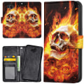 Pikkukuva 1 / 2: Huawei Y6 (2017) - Lompakkokotelo/Kuoret Burning Skull