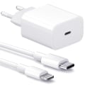 Miniatyrbillede 1 af 2: Lader til iPhone - Hurtiglader - Adapter + Kabel 20W USB-C White 1-Pack iPhone