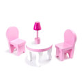 Pikkukuva 5 / 11: MDF-dockhus i trä + möbler 70 cm rosa LED