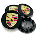 Pikkukuva 3 / 5: 4 Kpl - Porsche Keskikapselit / Pyörännapa Embleemi - Auto 75 mm Svart