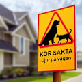 Miniatyrbild 2 av 2: Kör sakta djur på vägen - Skylt / Varningsskylt - Trafikskylt A3 MultiColor 2-Pack